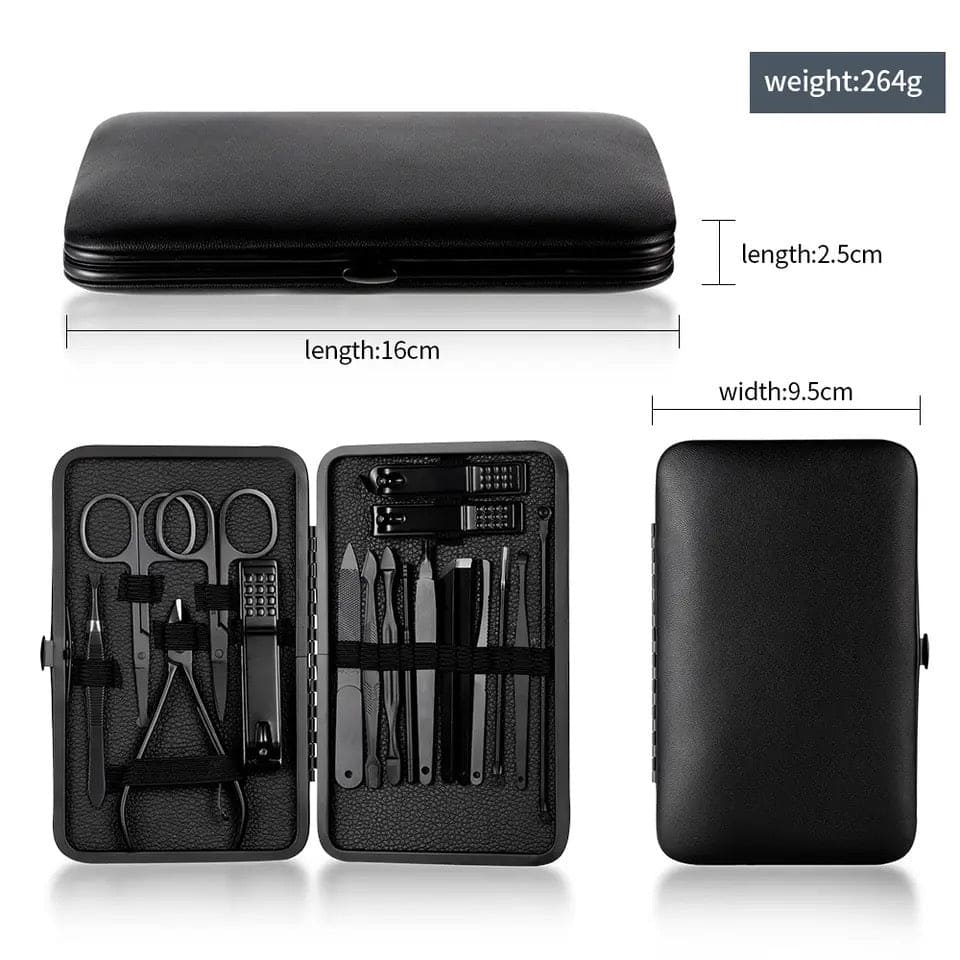 Set Of 18 Classic Black Nail Clipper, Hand Feet Facial Accessories, Stainless Steel Pedicure Kit, Nippers Trimmer Care Tool With Travel Case Kit, Household Pedicure Kit Set Of 18 Classic Black Nail Clipper, Hand Feet Facial Accessories, Stainless Steel Pedicure Kit, Nippers Trimmer Care Tool With Travel Case Kit, Household Pedicure Kit